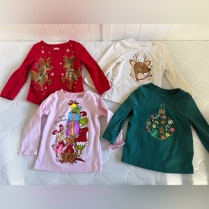 Christmas Girls Long Sleeve Tees 2T Bundle